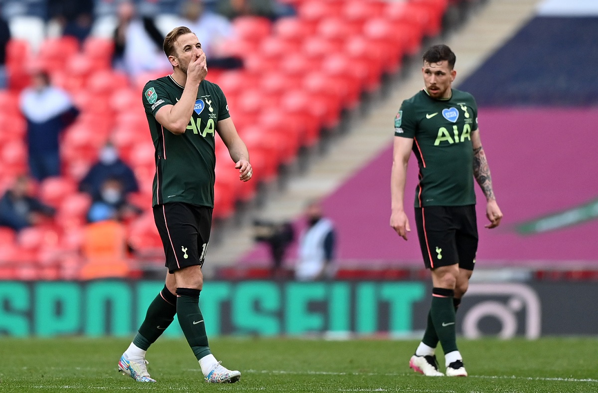 Tottenham - Carabao Cup Final Harry Kane, Pierre-Emile Hojbjerg. Tottenham Hotspur - Carabao Cup Final