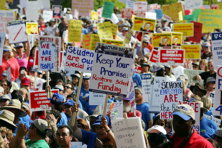 Demonstrators Protest The Policies Of Governor Arnold Schwarzenegger Demonstrators Protest The Policies Of Governor Arnold Schwarzenegger